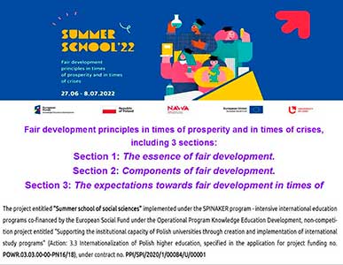 Літня школа «Принципи справедливого розвитку під час процвітання та під час кризи» (на базі Лодзинського університету (Польща)