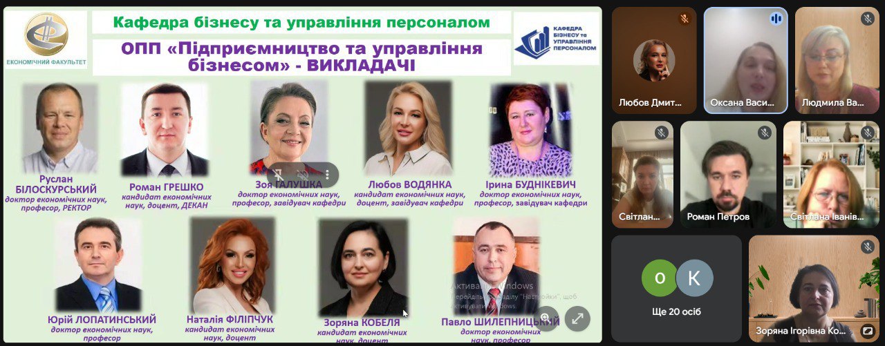 Інтеграційна зустріч магістрів ОПП «Підприємництво та управління бізнесом»з викладачами кафедри бізнесу та управління персоналом